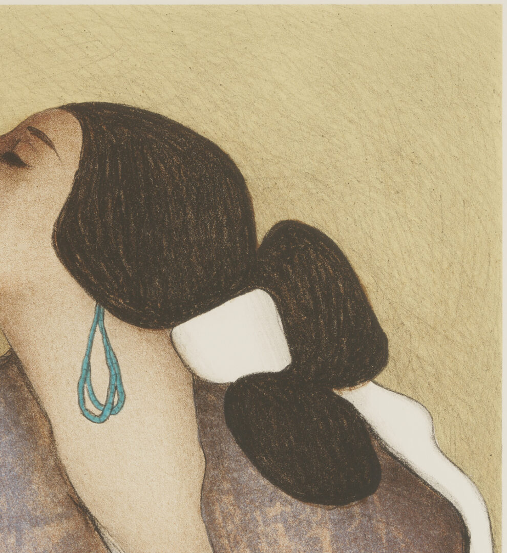 Lot 452: 2 R.C. Gorman Signed Lithos, Woman w/ Tulip Bowl & Danya