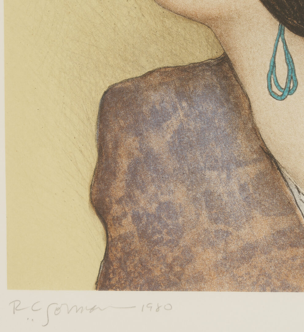 Lot 452: 2 R.C. Gorman Signed Lithos, Woman w/ Tulip Bowl & Danya