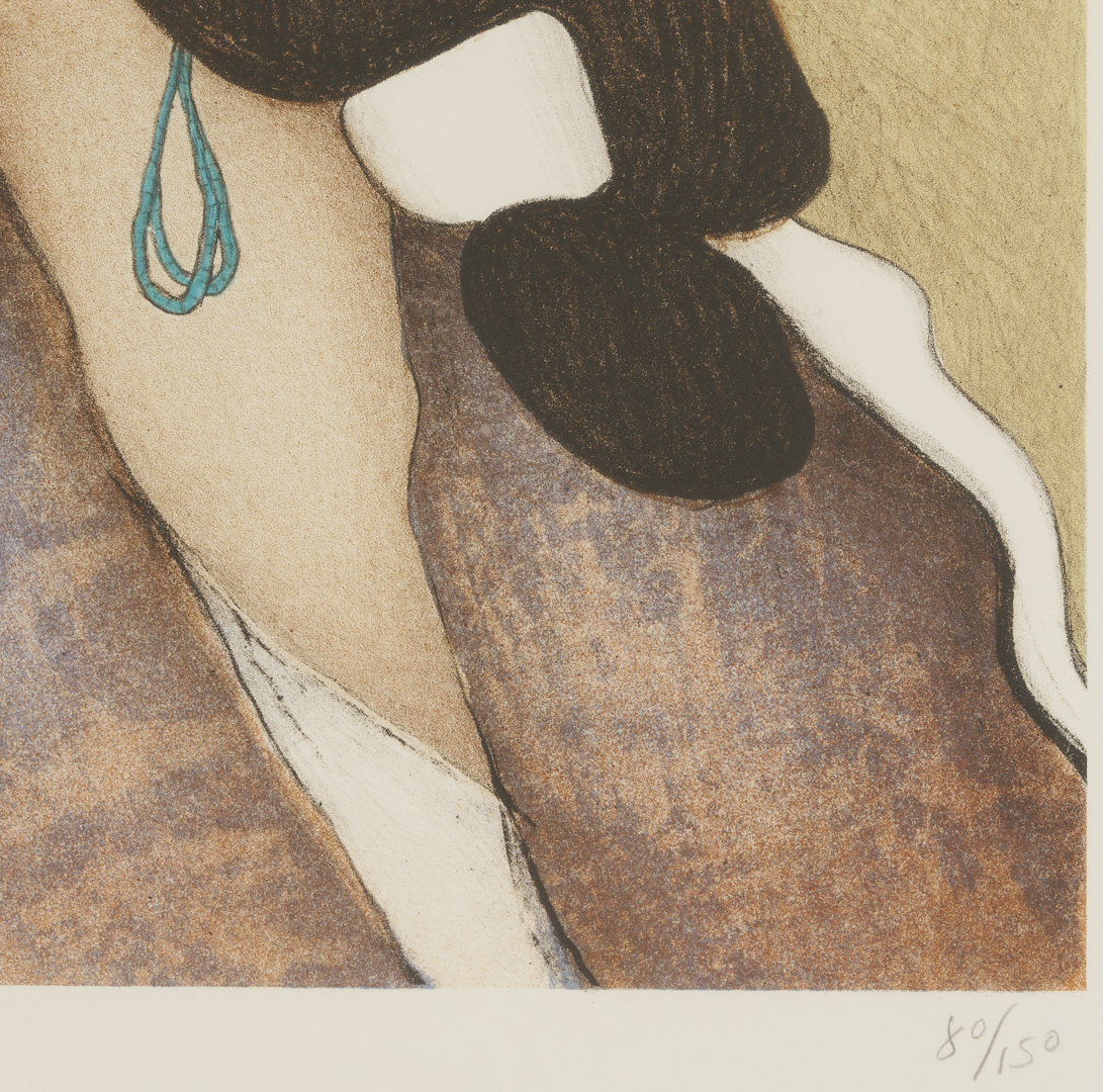 Lot 452: 2 R.C. Gorman Signed Lithos, Woman w/ Tulip Bowl & Danya