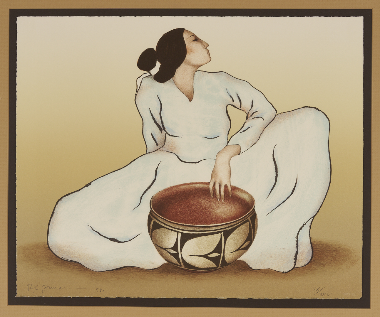 Lot 452: 2 R.C. Gorman Signed Lithos, Woman w/ Tulip Bowl & Danya