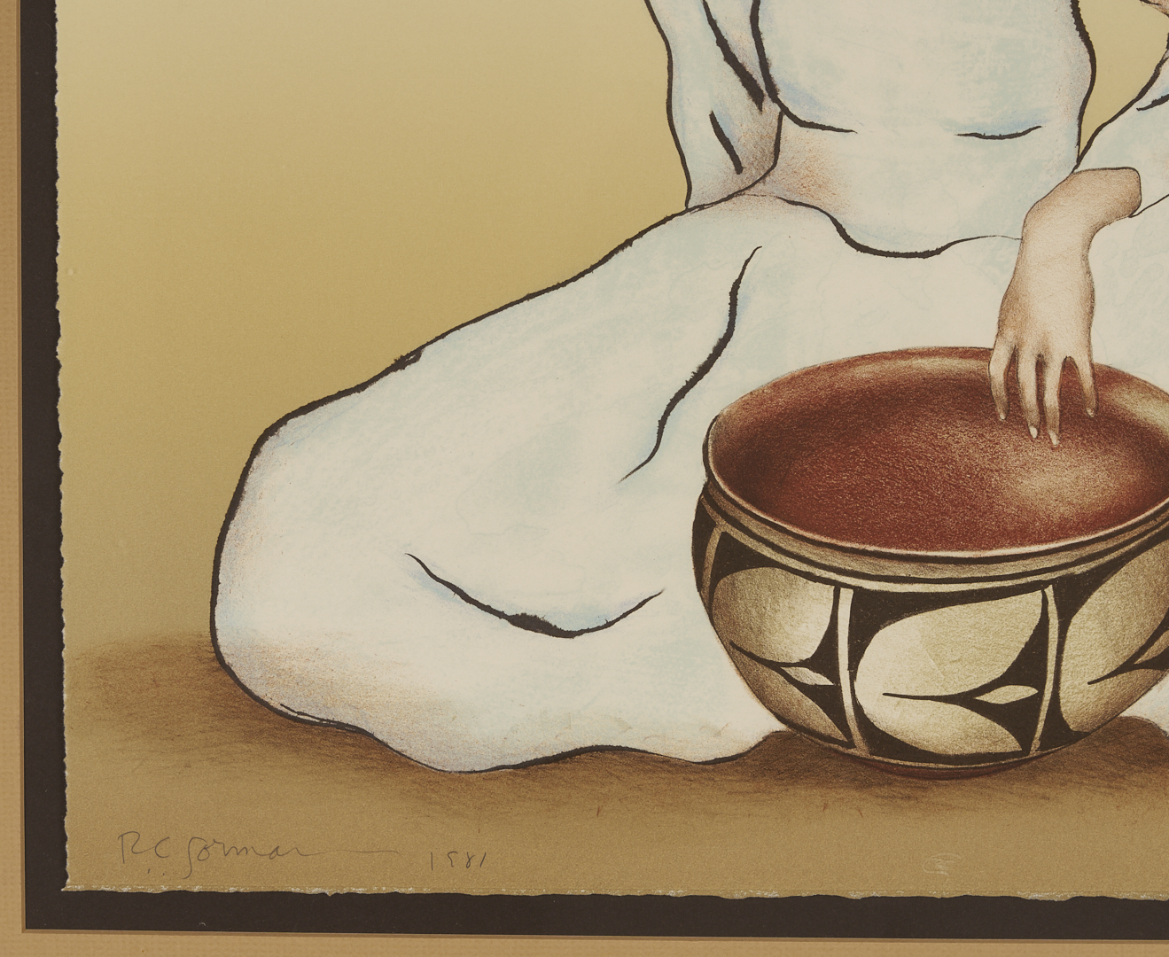 Lot 452: 2 R.C. Gorman Signed Lithos, Woman w/ Tulip Bowl & Danya