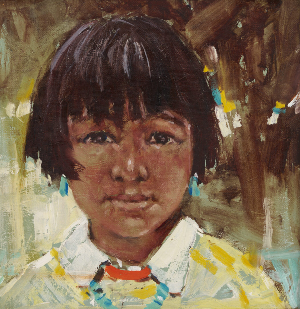 Lot 455: Ross Stefan O/C Portrait, Taos Girl