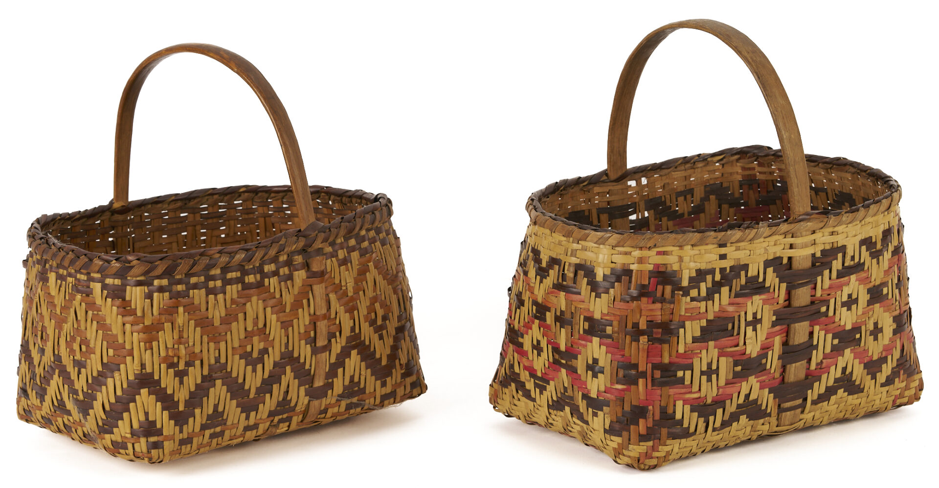 Lot 458: 2 Native American Cherokee Rivercane Market Baskets