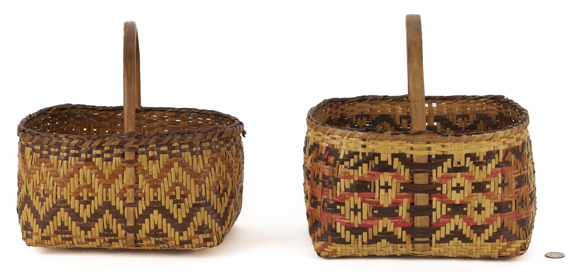 Lot 458: 2 Native American Cherokee Rivercane Market Baskets