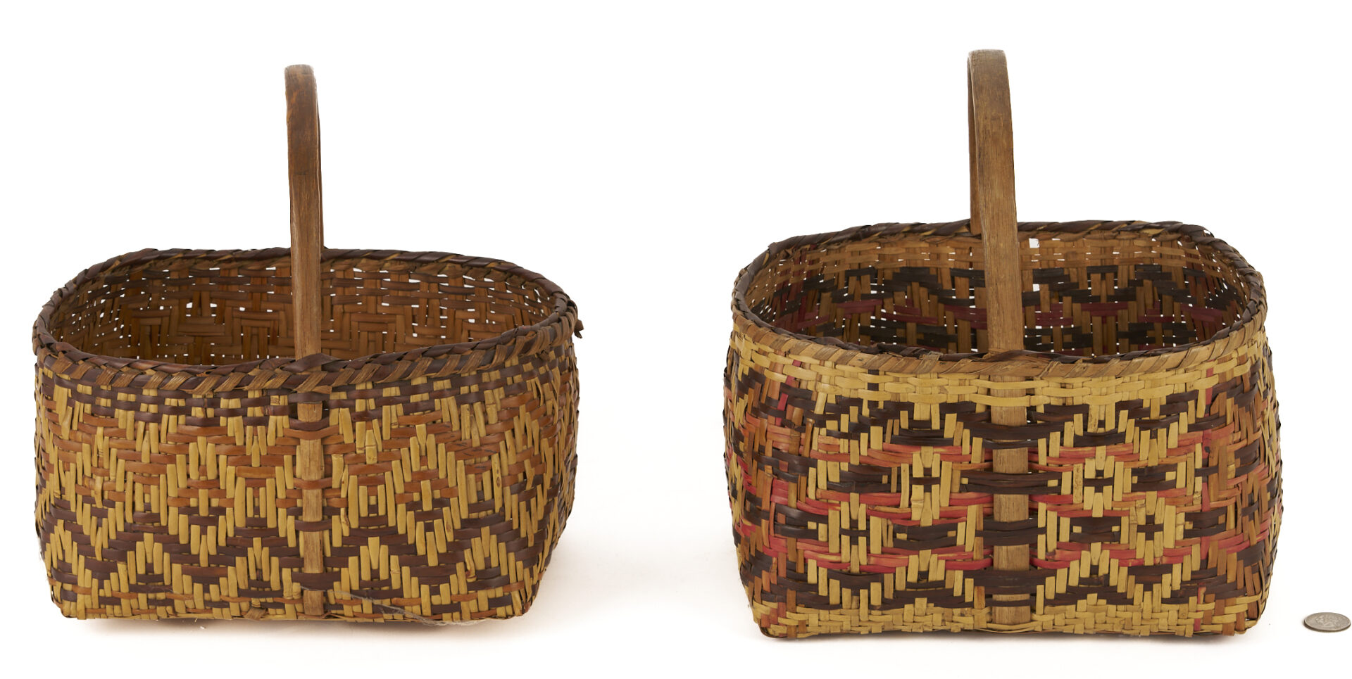 Lot 458: 2 Native American Cherokee Rivercane Market Baskets