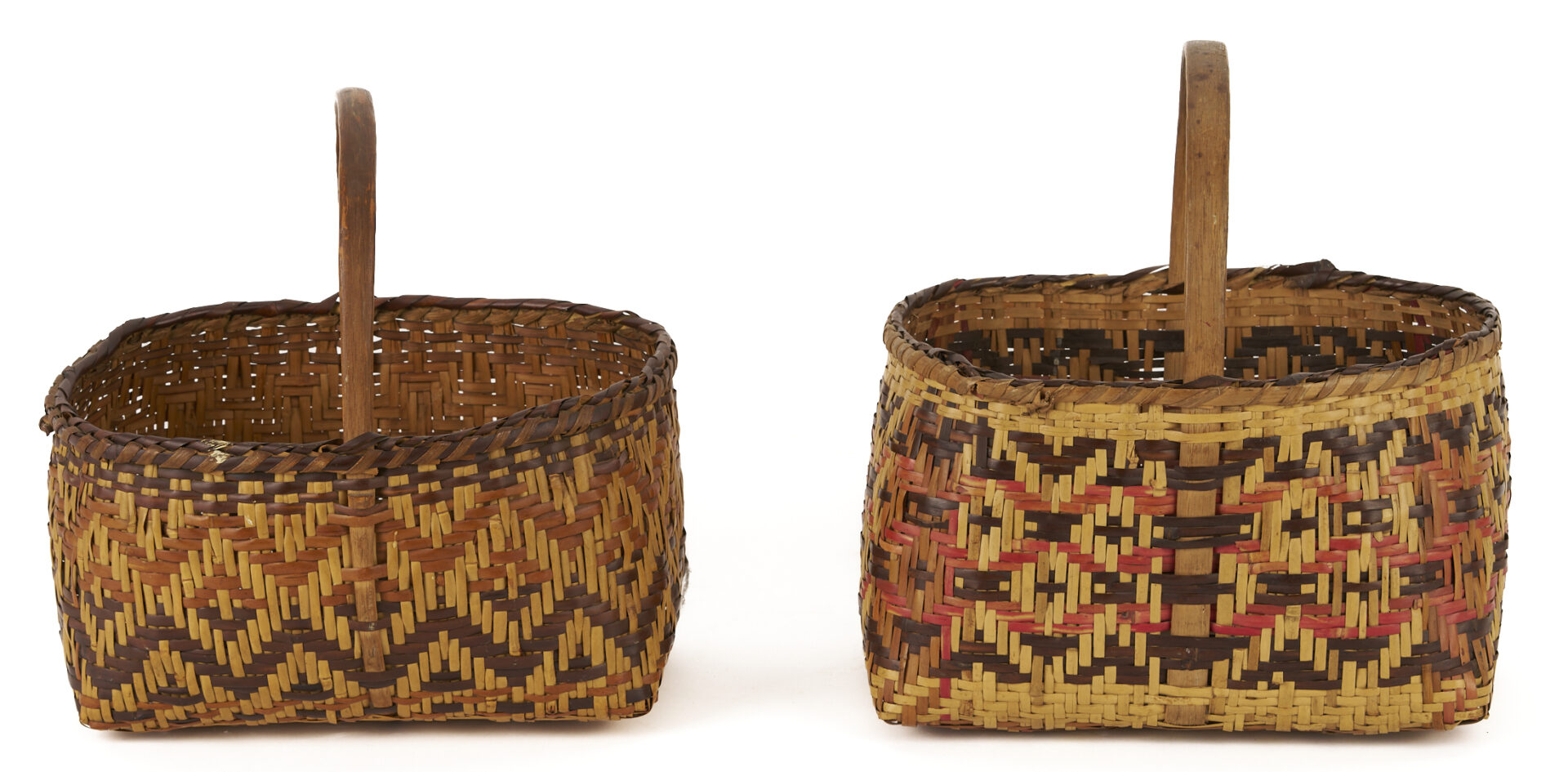 Lot 458: 2 Native American Cherokee Rivercane Market Baskets