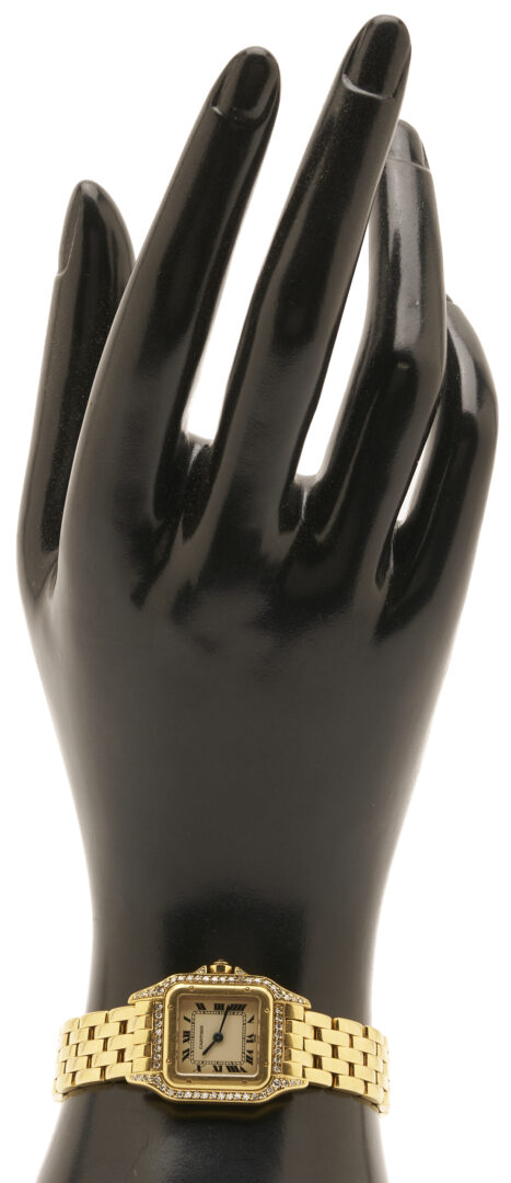 Lot 45: Ladies’ Cartier 18K Gold & Diamond Panthere Watch