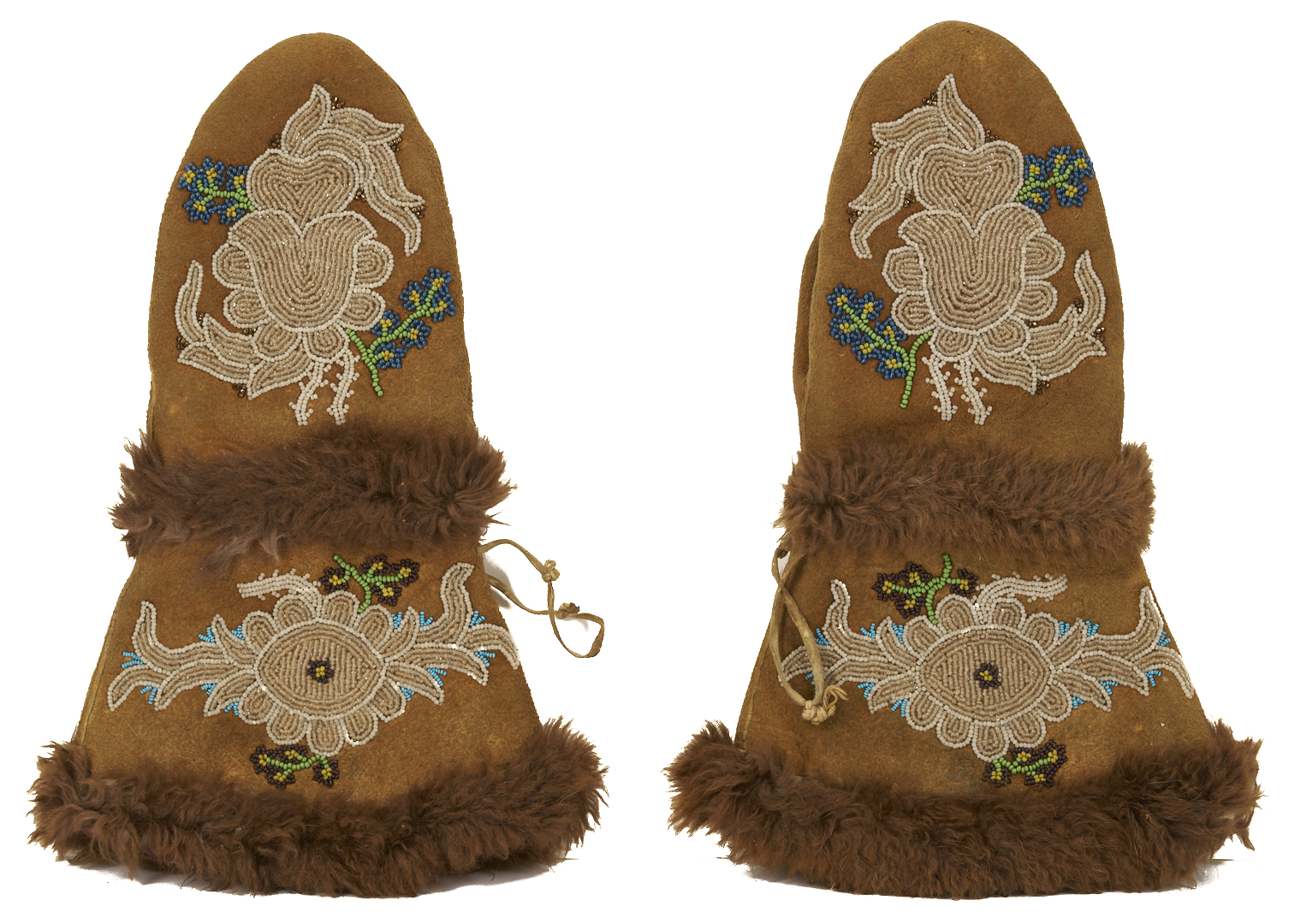 Lot 462: Pr. Native American Athabaskan Beaded Gloves Plus Photograph