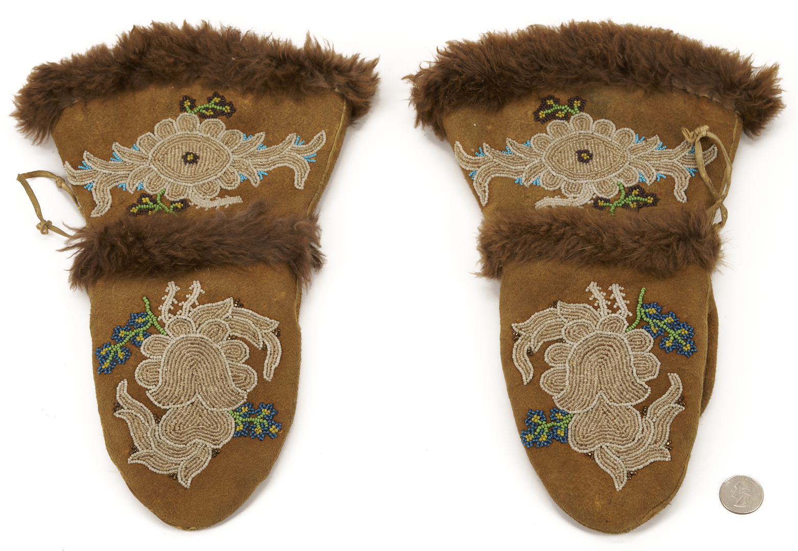 Lot 462: Pr. Native American Athabaskan Beaded Gloves Plus Photograph