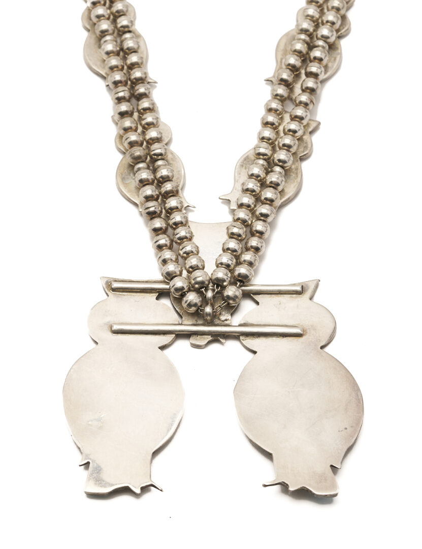 Lot 463: 2 Native American Zuni Necklaces, incl. Owl Squash Blossom
