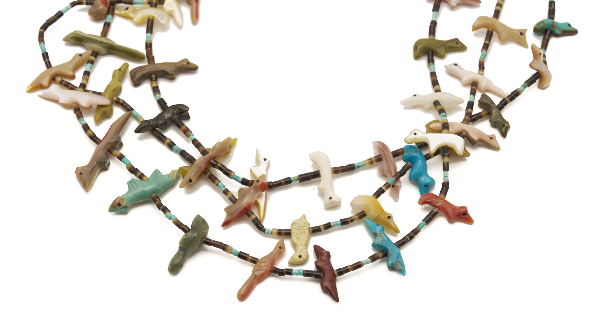 Lot 463: 2 Native American Zuni Necklaces, incl. Owl Squash Blossom