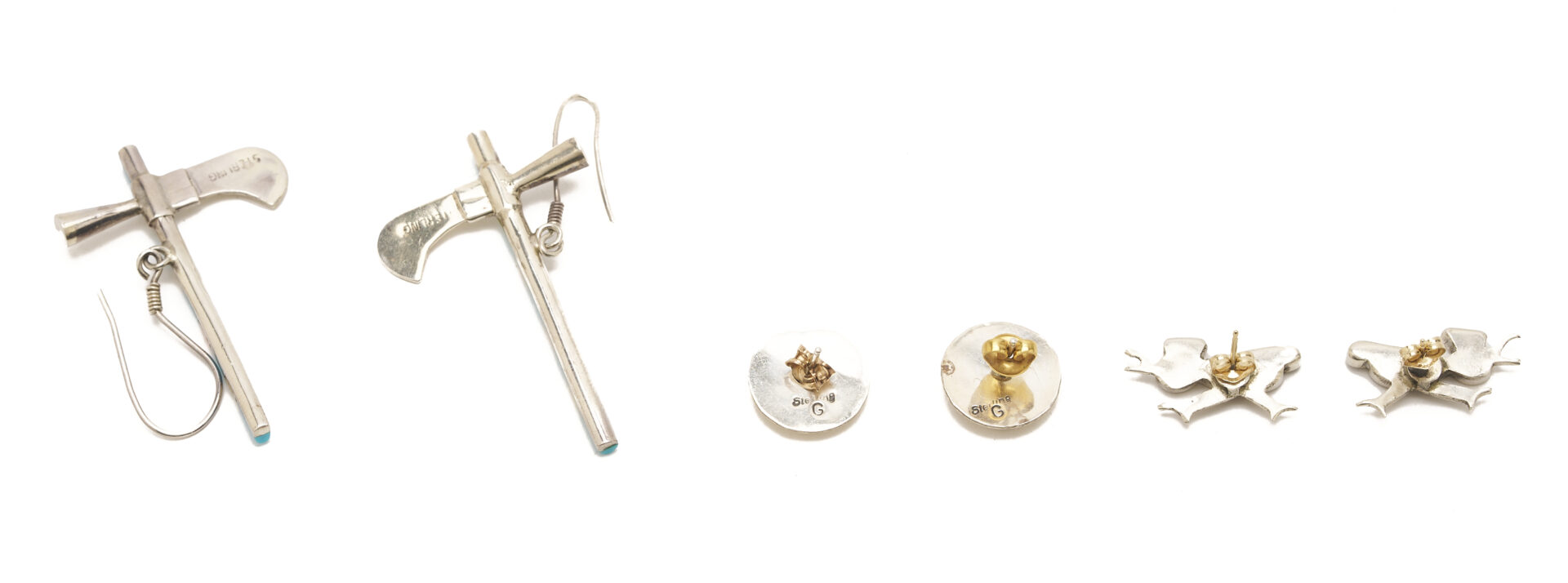 Lot 464: 9 Native American Jewelry Items, incl. Bracelets, Earrings, & Necklaces