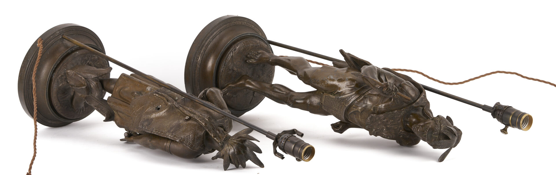 Lot 466: Pair Native American Figural Lamps After Salmson