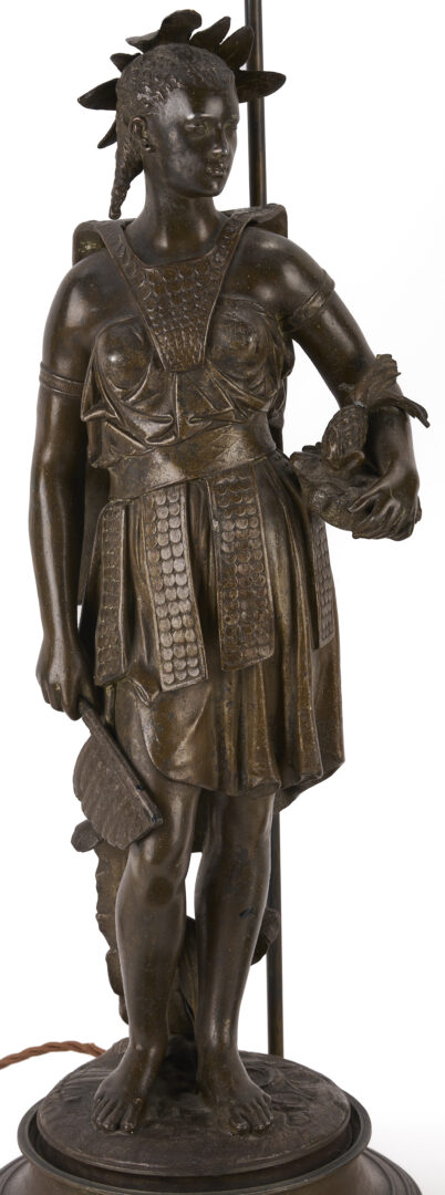 Lot 466: Pair Native American Figural Lamps After Salmson