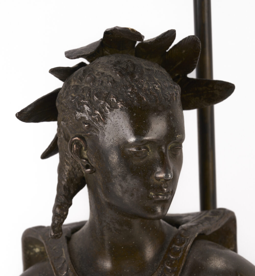 Lot 466: Pair Native American Figural Lamps After Salmson