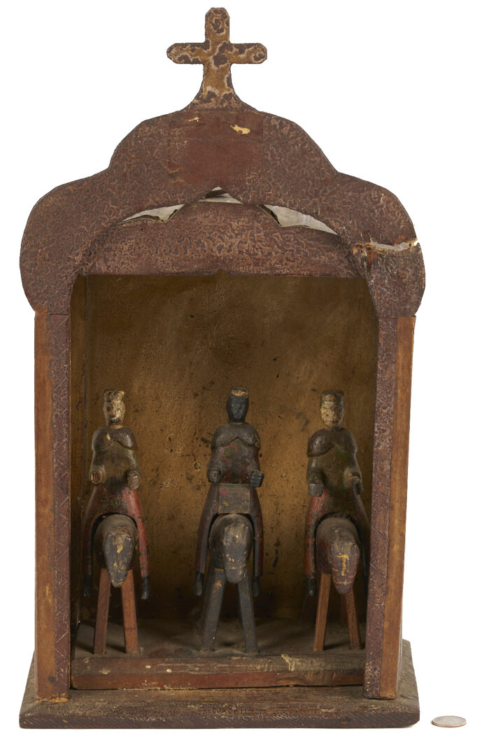 Lot 467: 3 Spanish Colonial Wisemen Figures on Horseback