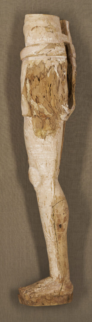 Lot 468: Pair 18th C or earlier Life Size Carved Leg Sculpture Fragments