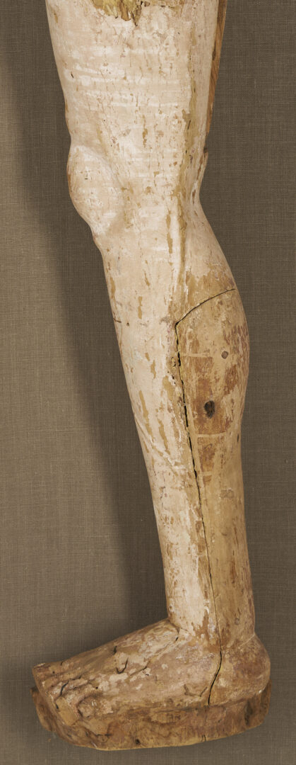 Lot 468: Pair 18th C or earlier Life Size Carved Leg Sculpture Fragments