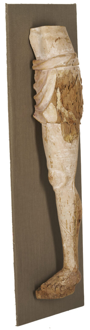 Lot 468: Pair 18th C or earlier Life Size Carved Leg Sculpture Fragments