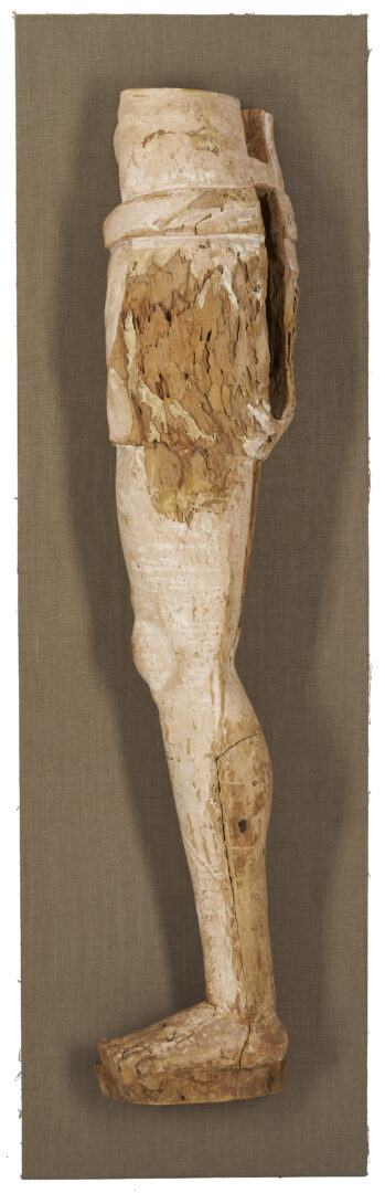 Lot 468: Pair 18th C or earlier Life Size Carved Leg Sculpture Fragments