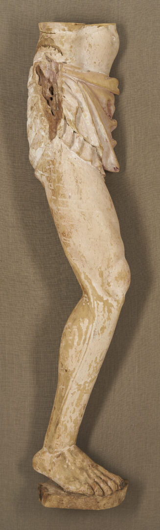 Lot 468: Pair 18th C or earlier Life Size Carved Leg Sculpture Fragments