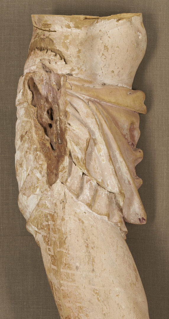 Lot 468: Pair 18th C or earlier Life Size Carved Leg Sculpture Fragments