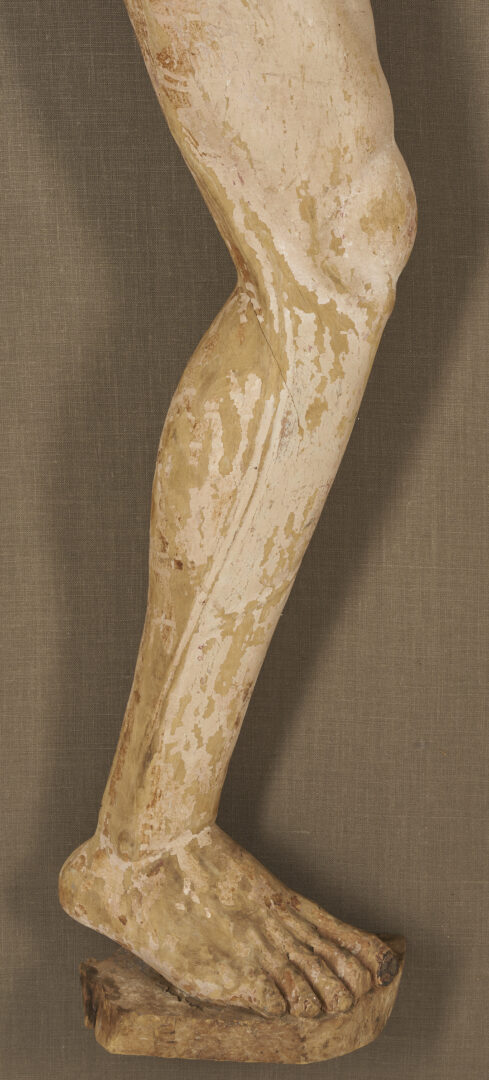 Lot 468: Pair 18th C or earlier Life Size Carved Leg Sculpture Fragments