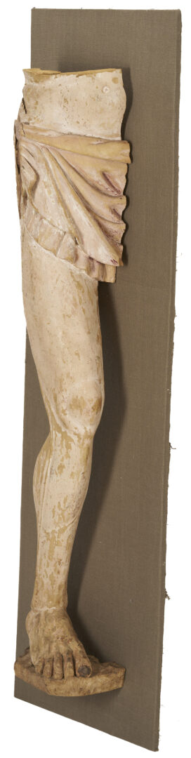Lot 468: Pair 18th C or earlier Life Size Carved Leg Sculpture Fragments
