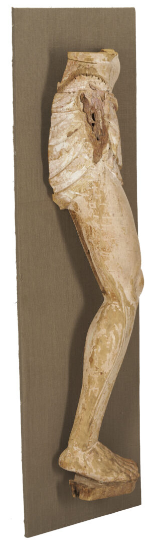 Lot 468: Pair 18th C or earlier Life Size Carved Leg Sculpture Fragments