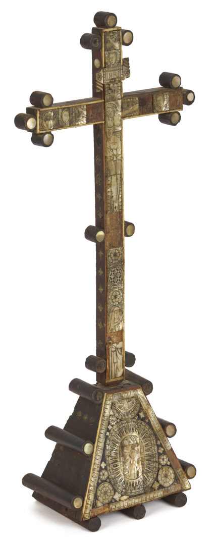 Lot 469: Mother of Pearl Inlaid Reliquary Crucifix