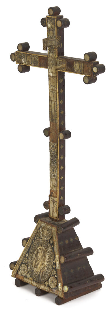 Lot 469: Mother of Pearl Inlaid Reliquary Crucifix