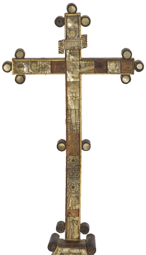 Lot 469: Mother of Pearl Inlaid Reliquary Crucifix