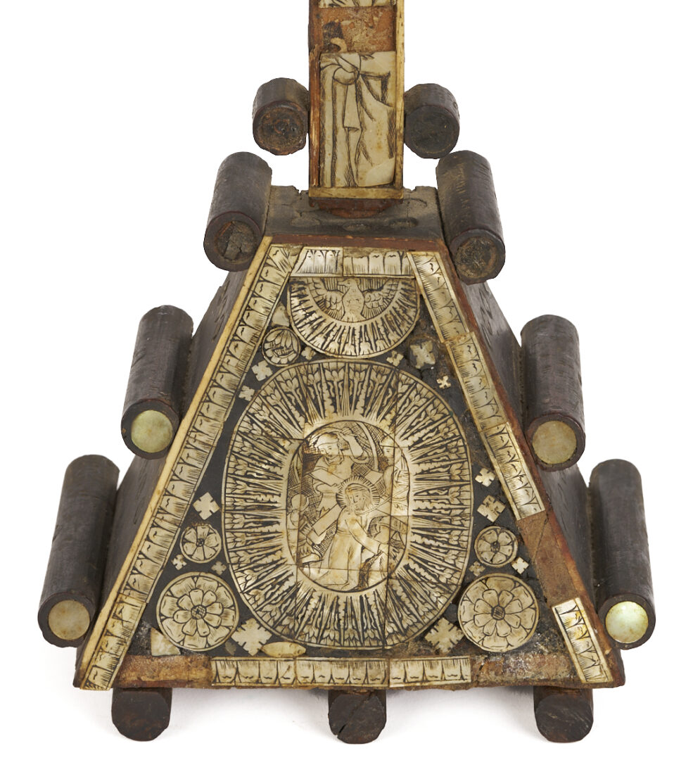 Lot 469: Mother of Pearl Inlaid Reliquary Crucifix