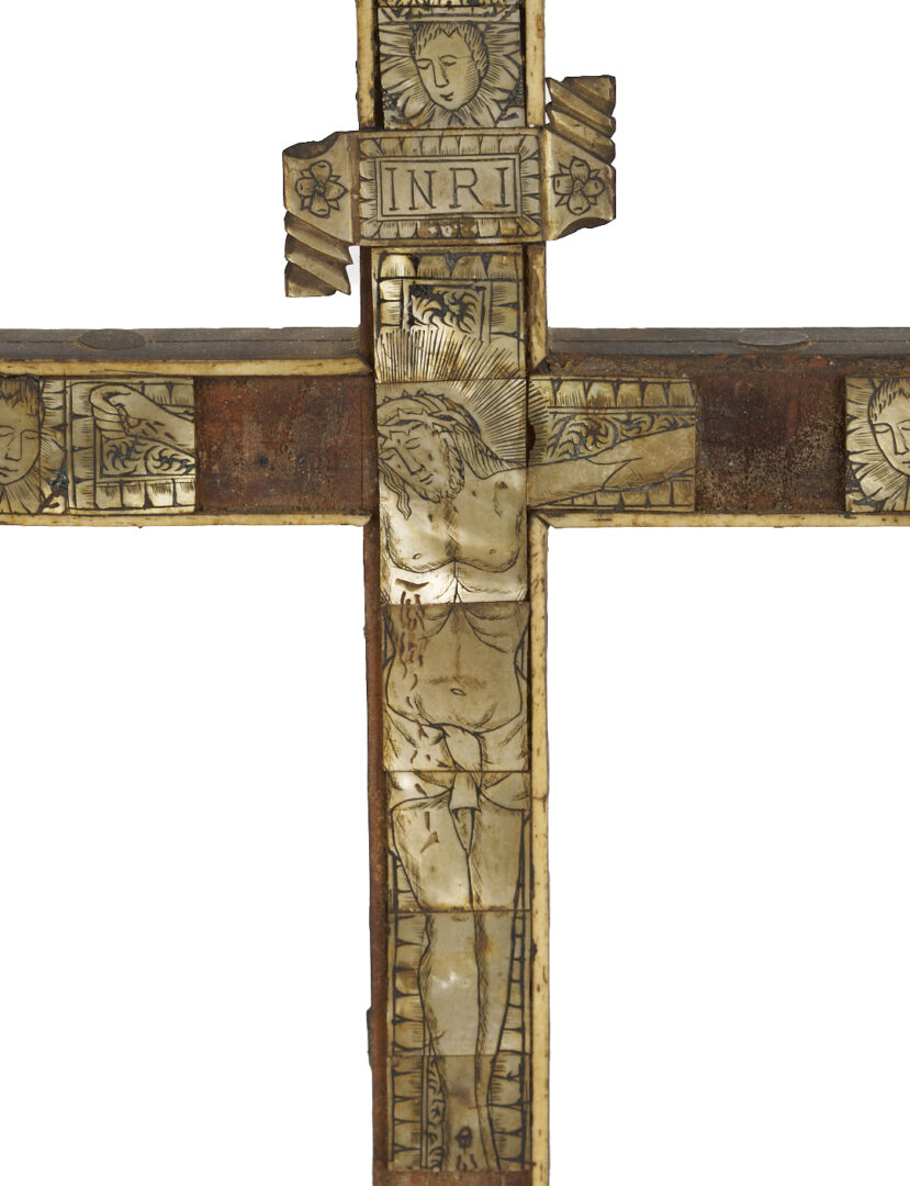 Lot 469: Mother of Pearl Inlaid Reliquary Crucifix