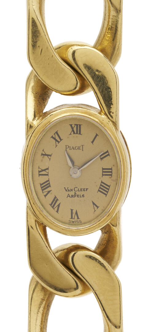 Lot 46: 18K Piaget Gourmette Bracelet Watch, Van Cleef & Arpels
