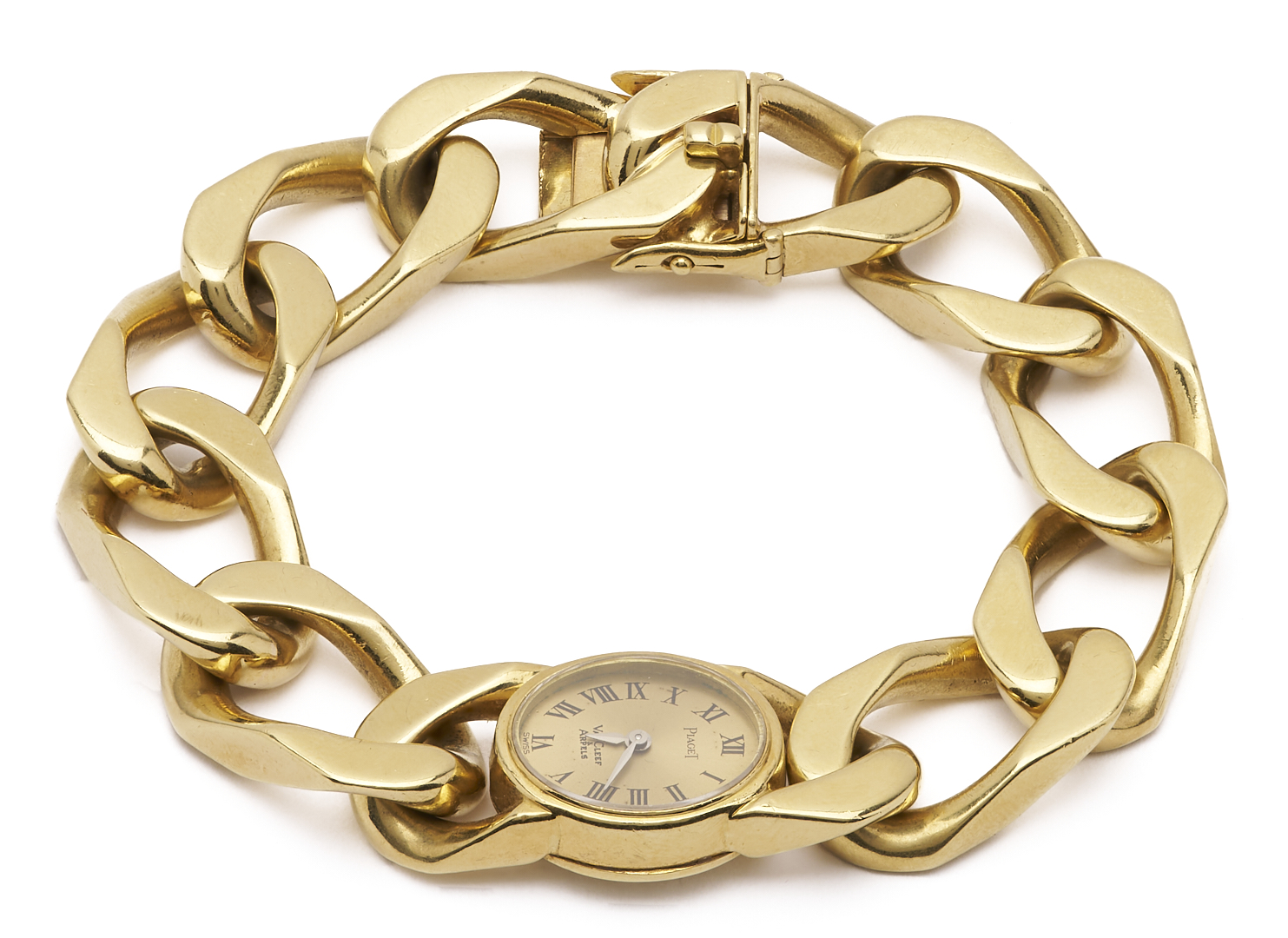 Lot 46: 18K Piaget Gourmette Bracelet Watch, Van Cleef & Arpels