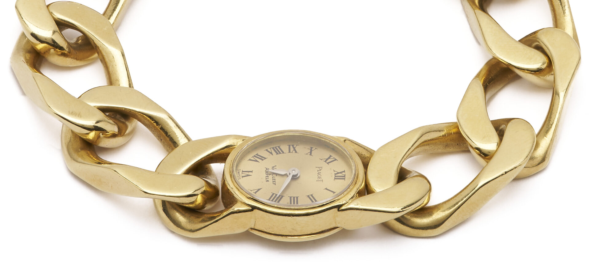 Lot 46: 18K Piaget Gourmette Bracelet Watch, Van Cleef & Arpels