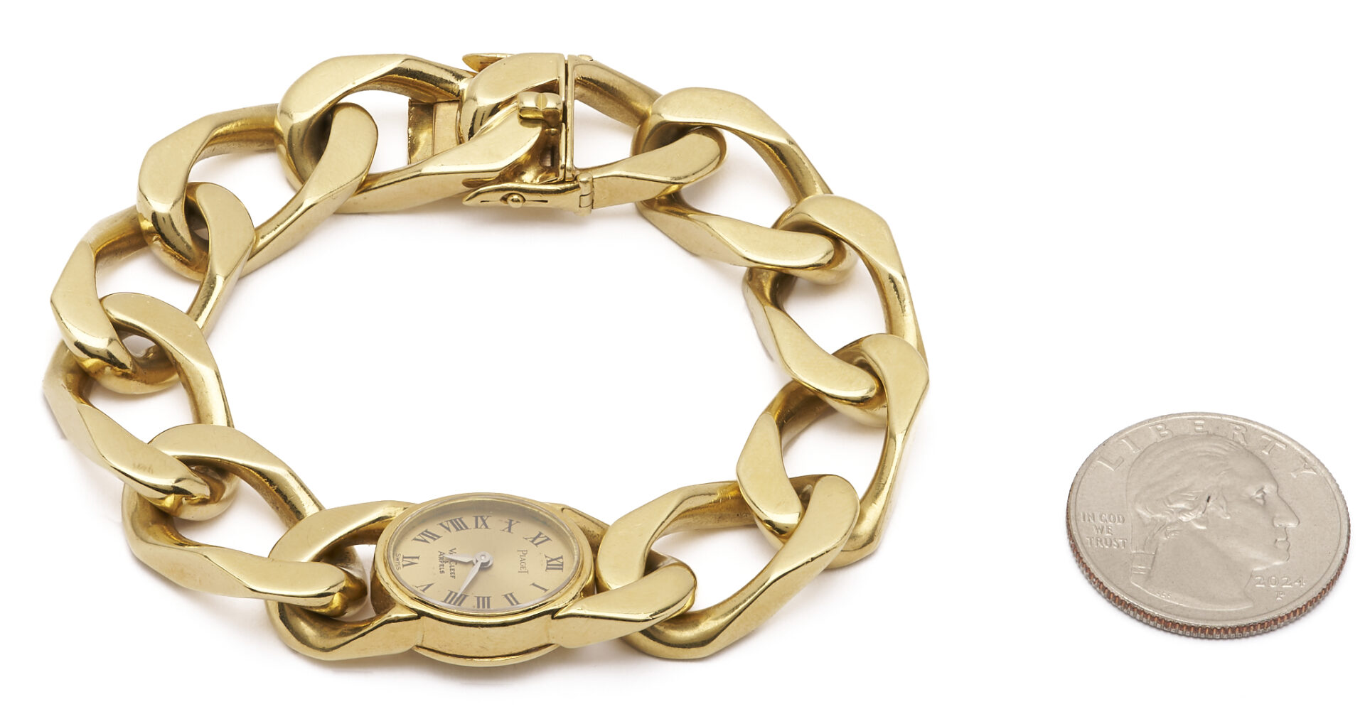 Lot 46: 18K Piaget Gourmette Bracelet Watch, Van Cleef & Arpels