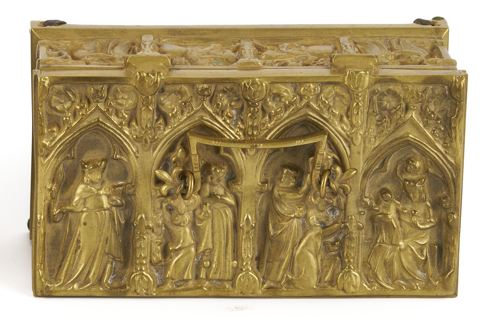 Lot 473: 4 Bronze Table Items, Including Caskets