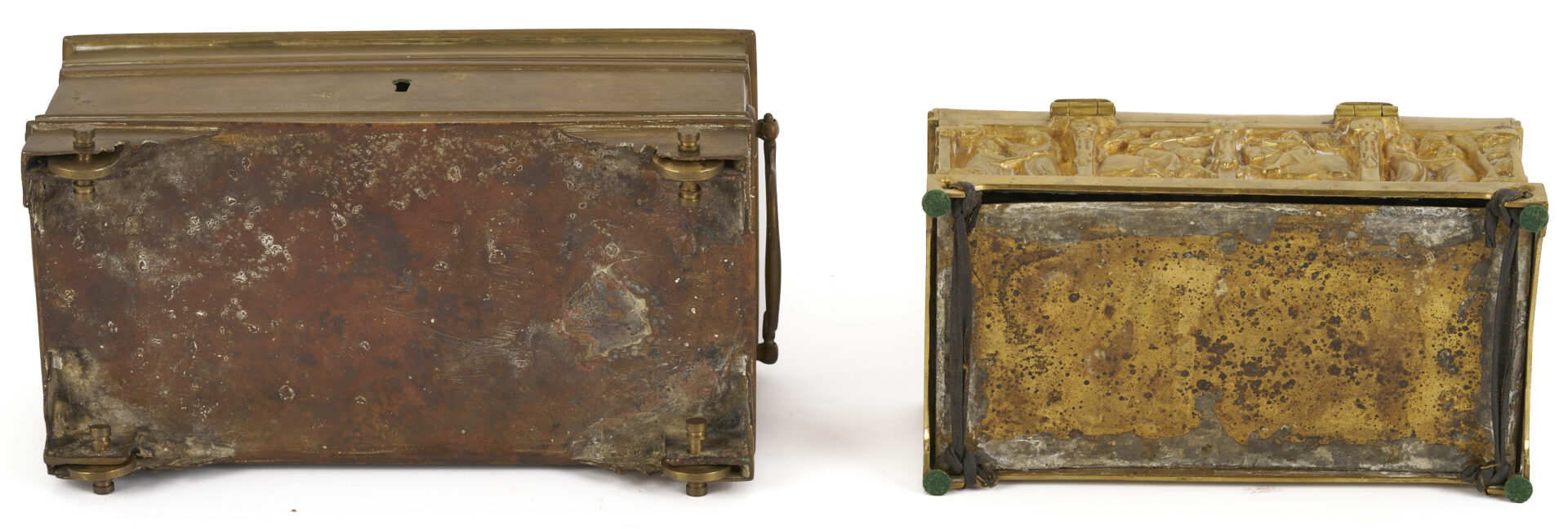 Lot 473: 4 Bronze Table Items, Including Caskets