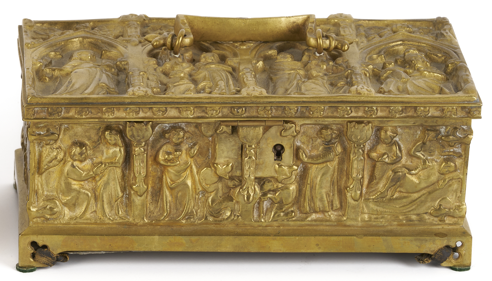 Lot 473: 4 Bronze Table Items, Including Caskets