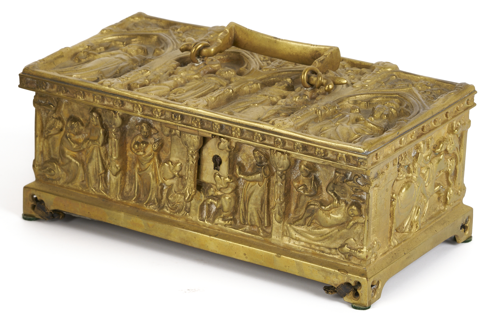 Lot 473: 4 Bronze Table Items, Including Caskets