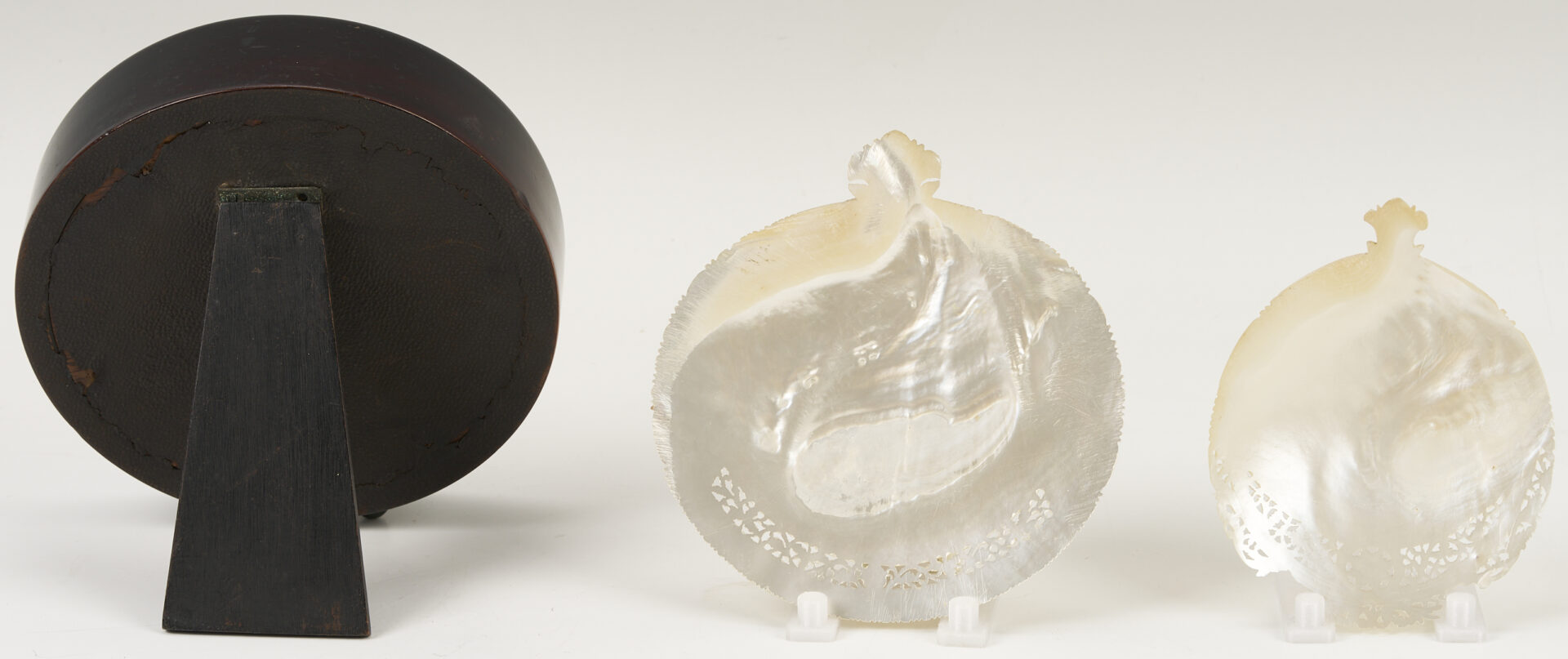 Lot 474: 3 Bethlehem Mother of Pearl Carvings incl. Nativity, Last Supper