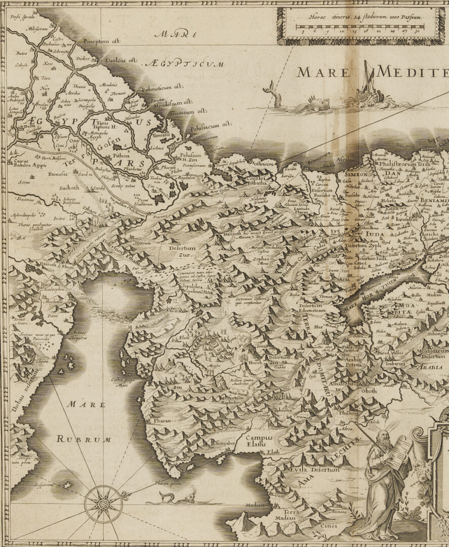 Lot 475: 2 Early Holy Land Maps, Munster’s Jerusalem & Blaeu’s Palestine