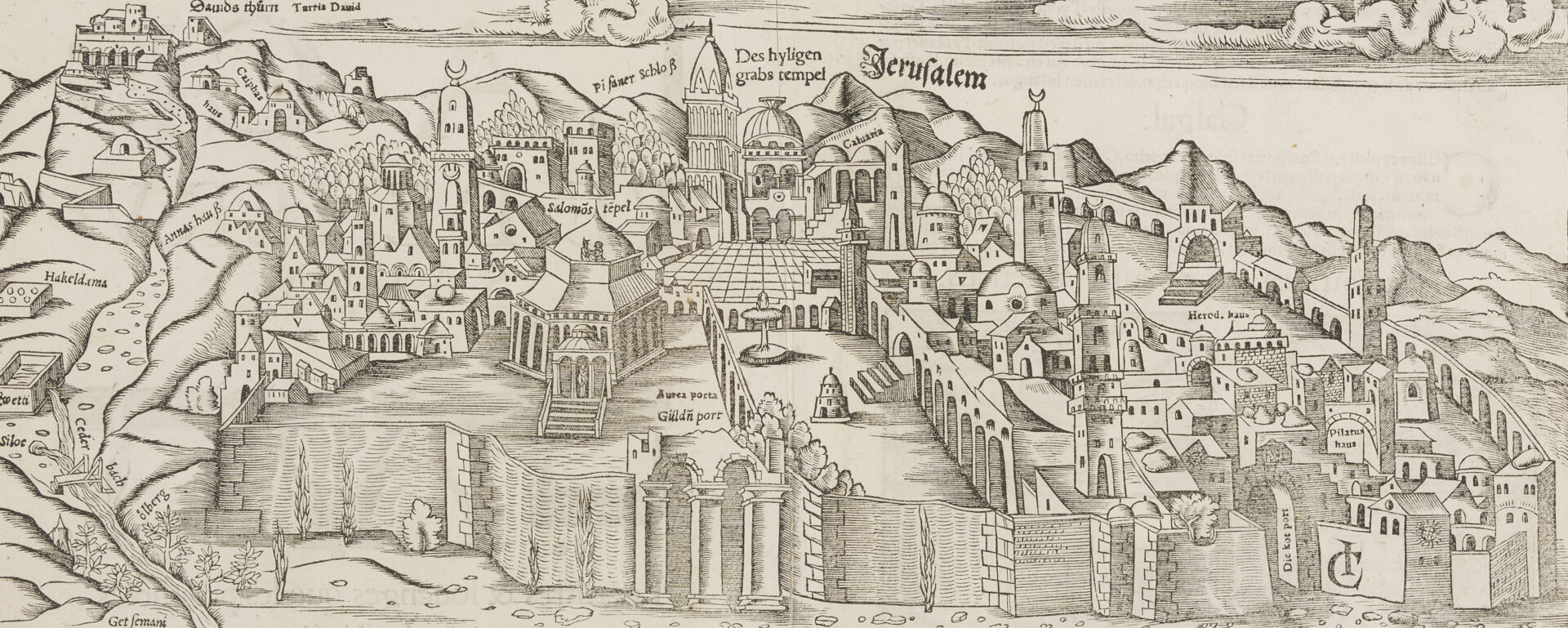 Lot 475: 2 Early Holy Land Maps, Munster’s Jerusalem & Blaeu’s Palestine