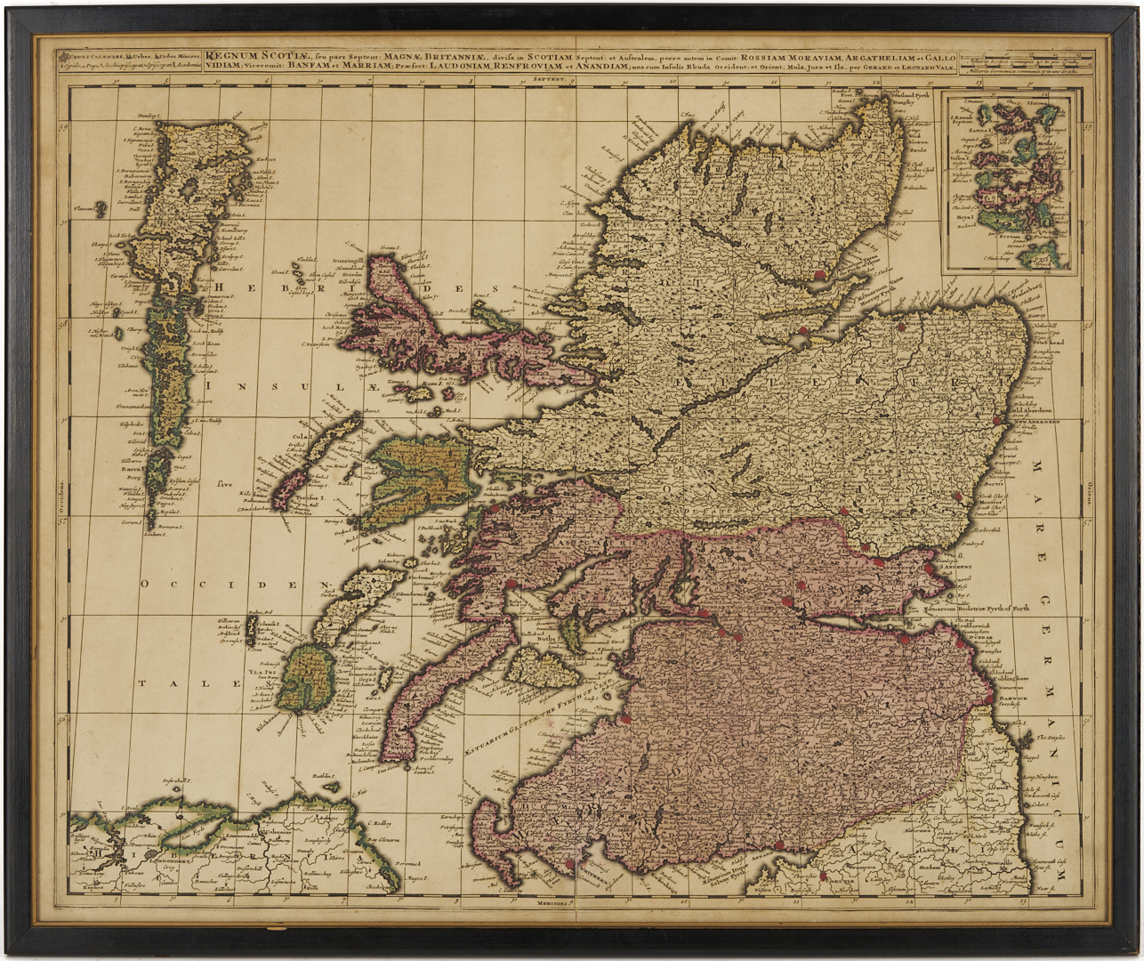 Lot 476: Valck Hand Colored Map of Scotland, c. 1700