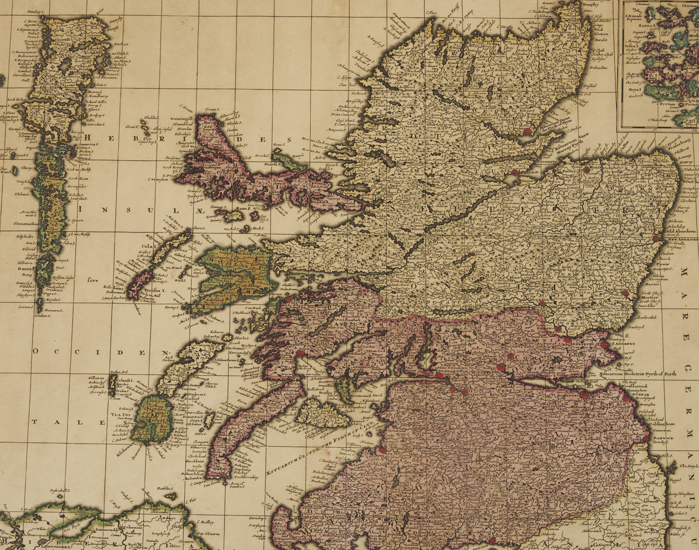 Lot 476: Valck Hand Colored Map of Scotland, c. 1700