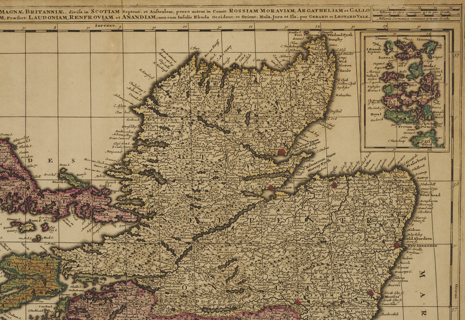 Lot 476: Valck Hand Colored Map of Scotland, c. 1700