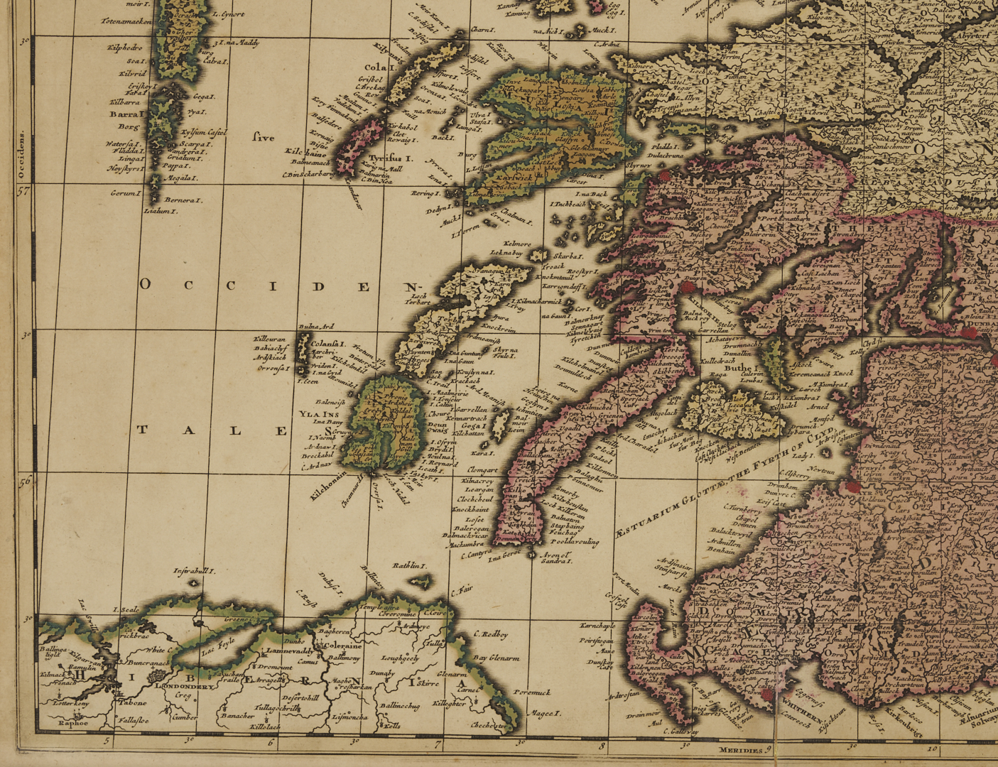 Lot 476: Valck Hand Colored Map of Scotland, c. 1700