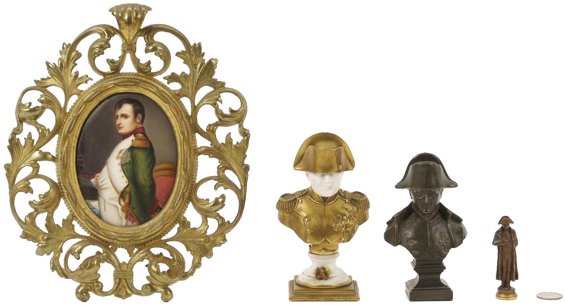 Lot 479: 4 Napoleon Items; Portrait, Bust, Wax Seal topper